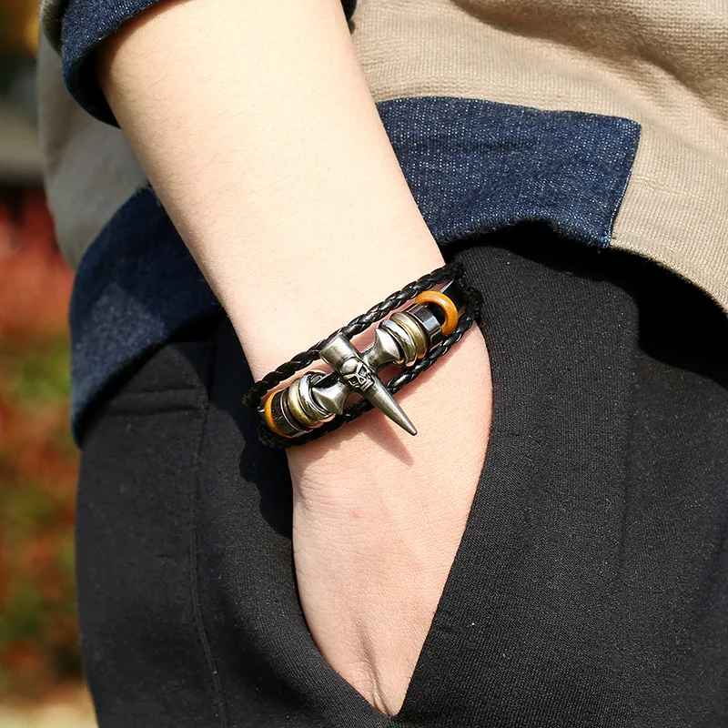 Ювелирные изделия в стиле панк браслеты из коровьей кожи искусственная кожа