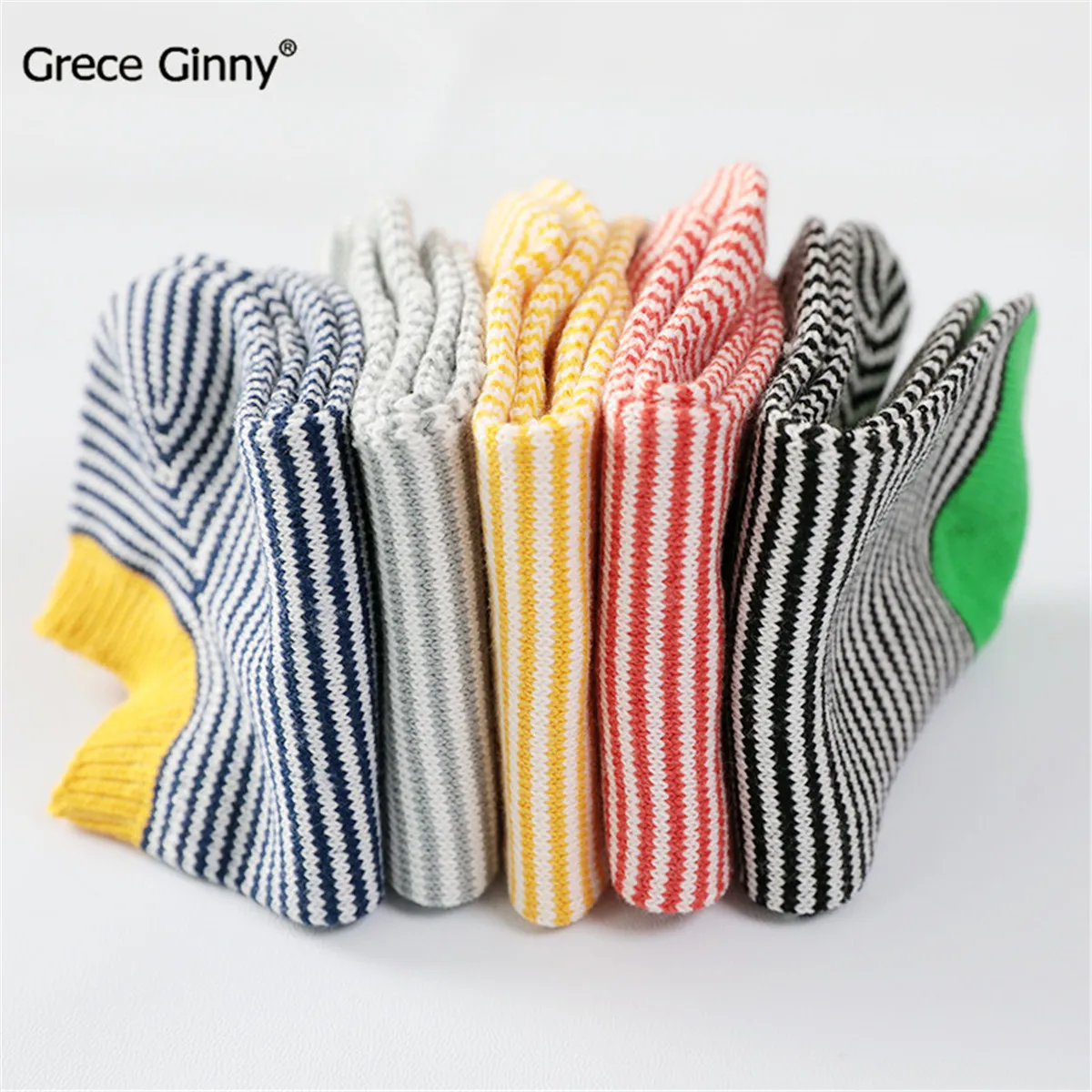 5 шт./лот Разноцветные полосатые низкие носки-вкладыши весенние и летние