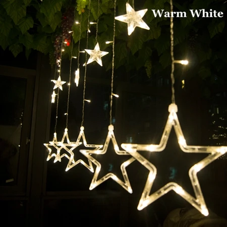 Warm white AC110V 220 В 2,5 м светодиодный светильник для занавесок Романтическая звезда Рождество/Свадебные огни для дома для праздника спальни Свадебная вечеринка украшения - Испускаемый цвет: Warm white