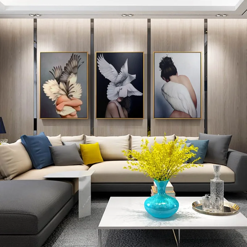 Современная Абстрактная живопись перо Ангел картина Art украшение для дома