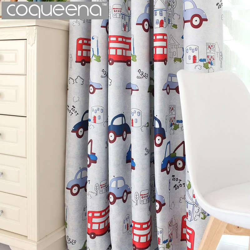 Мультфильм Автомобиль Плотными Шторами для Спальни Детей Мальчики Девочки