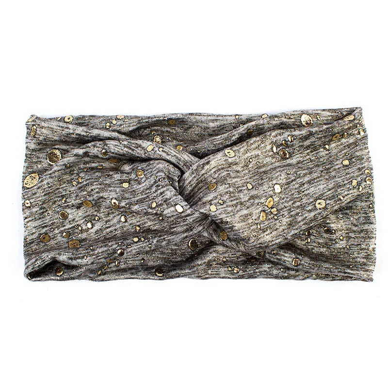 Light Grey Geebro Женские Брызги краски широкие эластичные повязки на голову Мода крест тюрбан с узлом вязанная спа повязка на голову дамы обертывание лук повязка на голову - Цвет: Light Grey