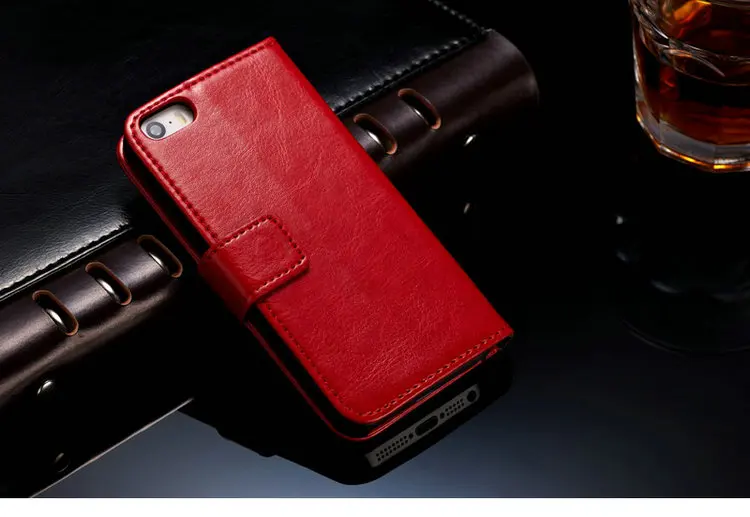 Роскошный кожаный чехол-бумажник с узором Crazy Horse для iPhone5 подставкой полная