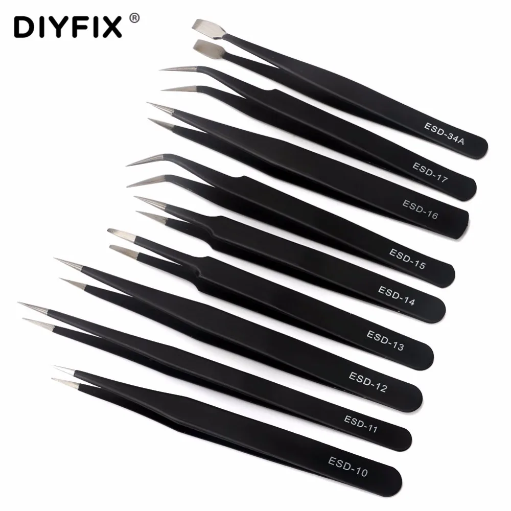 Набор пинцетов из нержавеющей стали DIYFIX 9 шт. набор прецизионных инструментов для