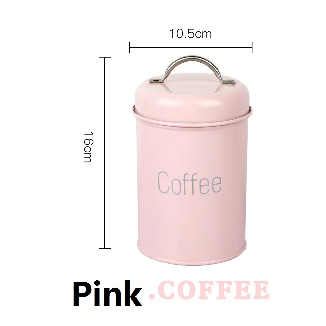 PinkCoffee 1-3 шт./компл. Чай Кофе Suga резервуар для хранения крышка Железный Кухня посуда Многофункциональный Круглая Коробка Чехол бытовые качественные красивые - Цвет: PinkCoffee