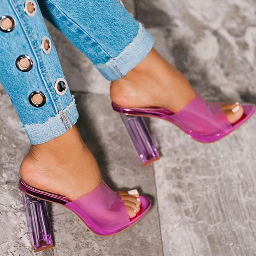 Talon transparente femme buty na koturnie/женские летние повседневные Модные прозрачные туфли на высоком каблуке с кристаллами; Si14