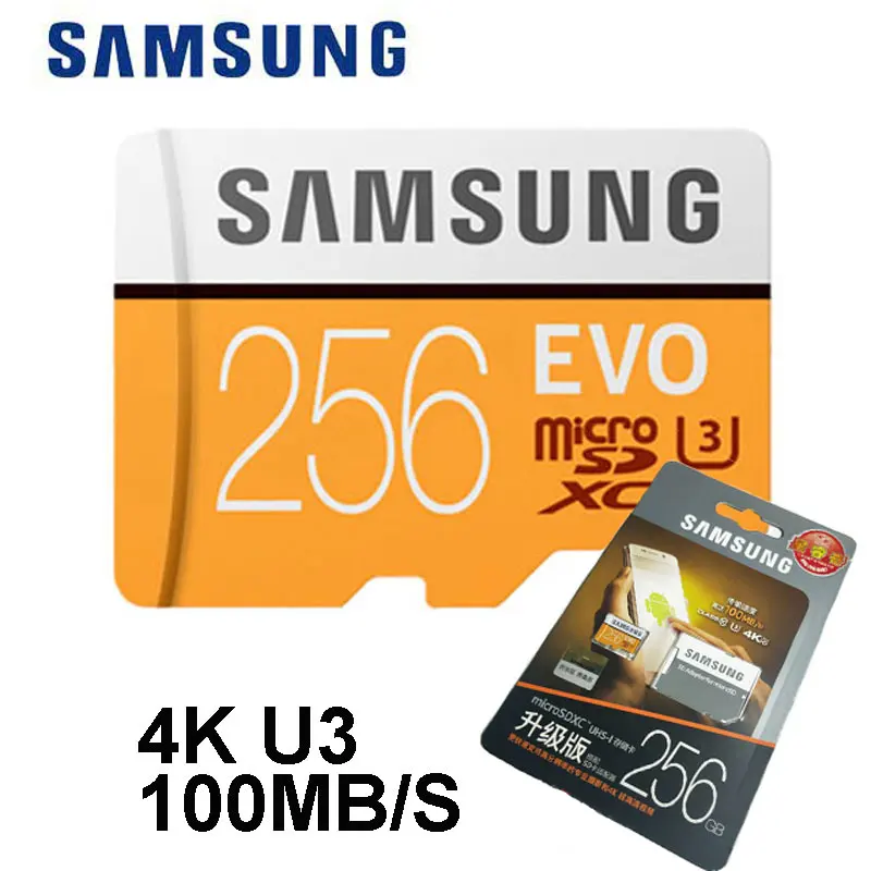 MP256G Samsung карт Micro SD tarjeta карты памяти 64 ГБ 128 ГБ 256 ГБ картао де memoria SDXC UHS-1 4 К HD Class10 TF карты для мобильного телефона Карты памяти - Емкость: MP256G