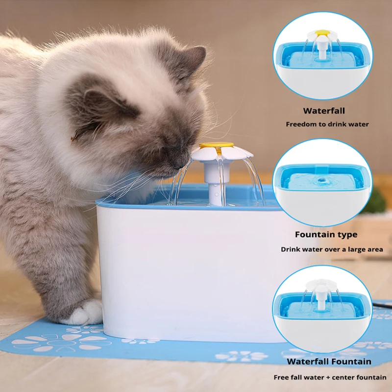 Автоматический питьевой фонтан для домашних животных кошек собак синий