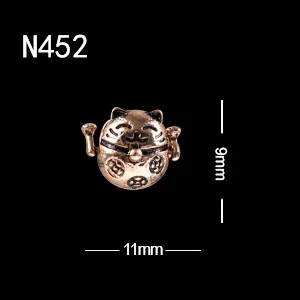 10pcs N452 10 шт./лот, 3D дизайн ногтей, год, удача, собака, удача, кошка, золотой слиток, сплав, кристалл, стиль, стразы, драгоценные камни, металл - Цвет: 10pcs N452