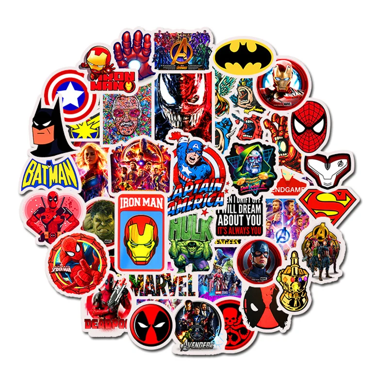 A 50 шт. Marvel Мстители мультфильм стикер водонепроницаемый для ноутбука мото скейтборд багаж гитара мебель наклейка игрушка наклейка s - Цвет: A