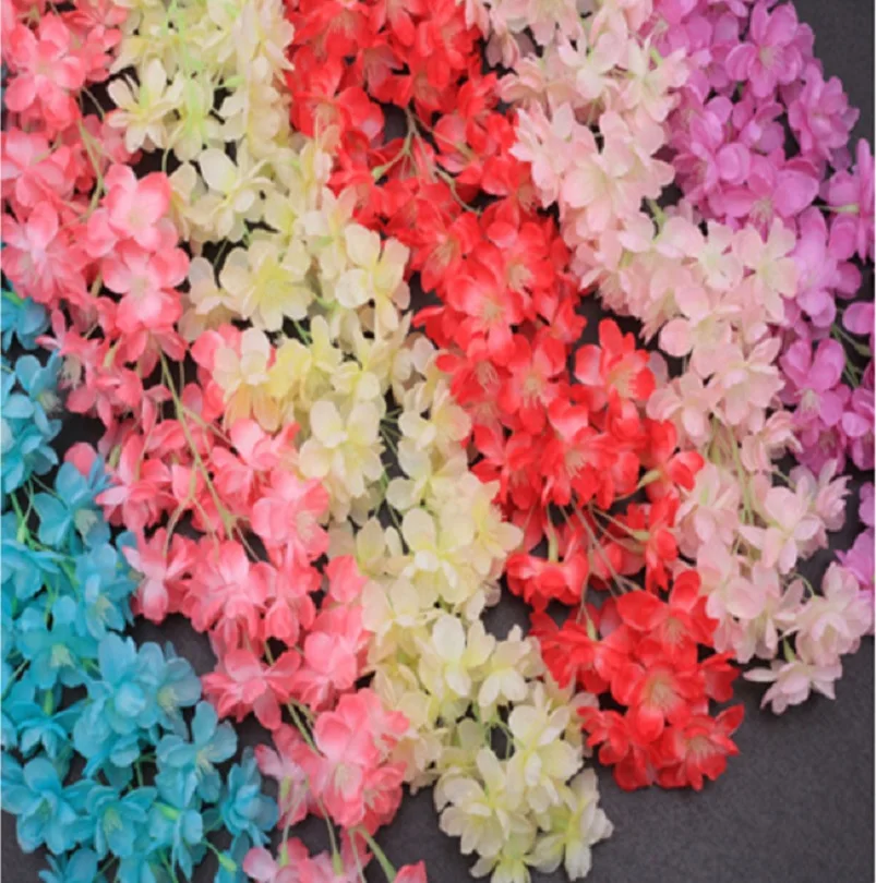 

10pcs Artificial Cherry blossoms Flower String Vine Ivy Garland For Decorated wall Wedding Home Party Photo Studio Decorative