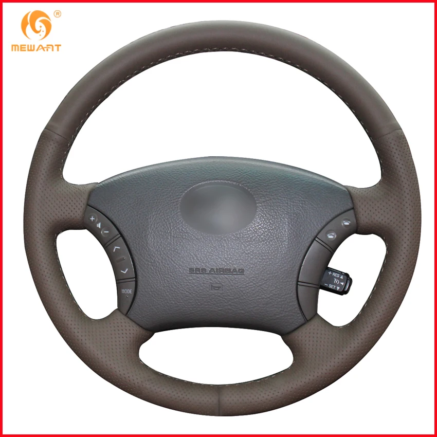 Чехол на руль MEWANT темно коричневый из натуральной кожи для Toyota Land Cruiser Prado 120 2003 2007