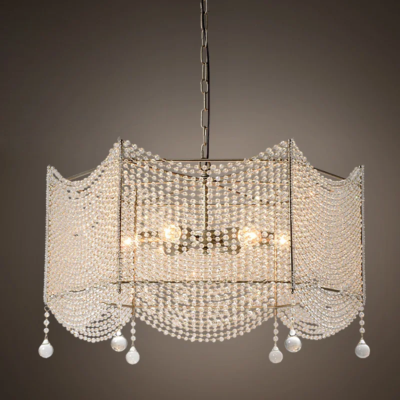 

American country loft crystal iron pendant light bar restaurant dining room bedroom hanging lighting