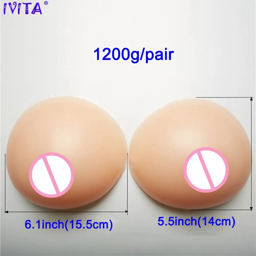 IVITA 1200g Realistic Silicone Breast Forms Fake Boobs For Women Crossdresser Drag-Queen Enhancer Mastectomy |