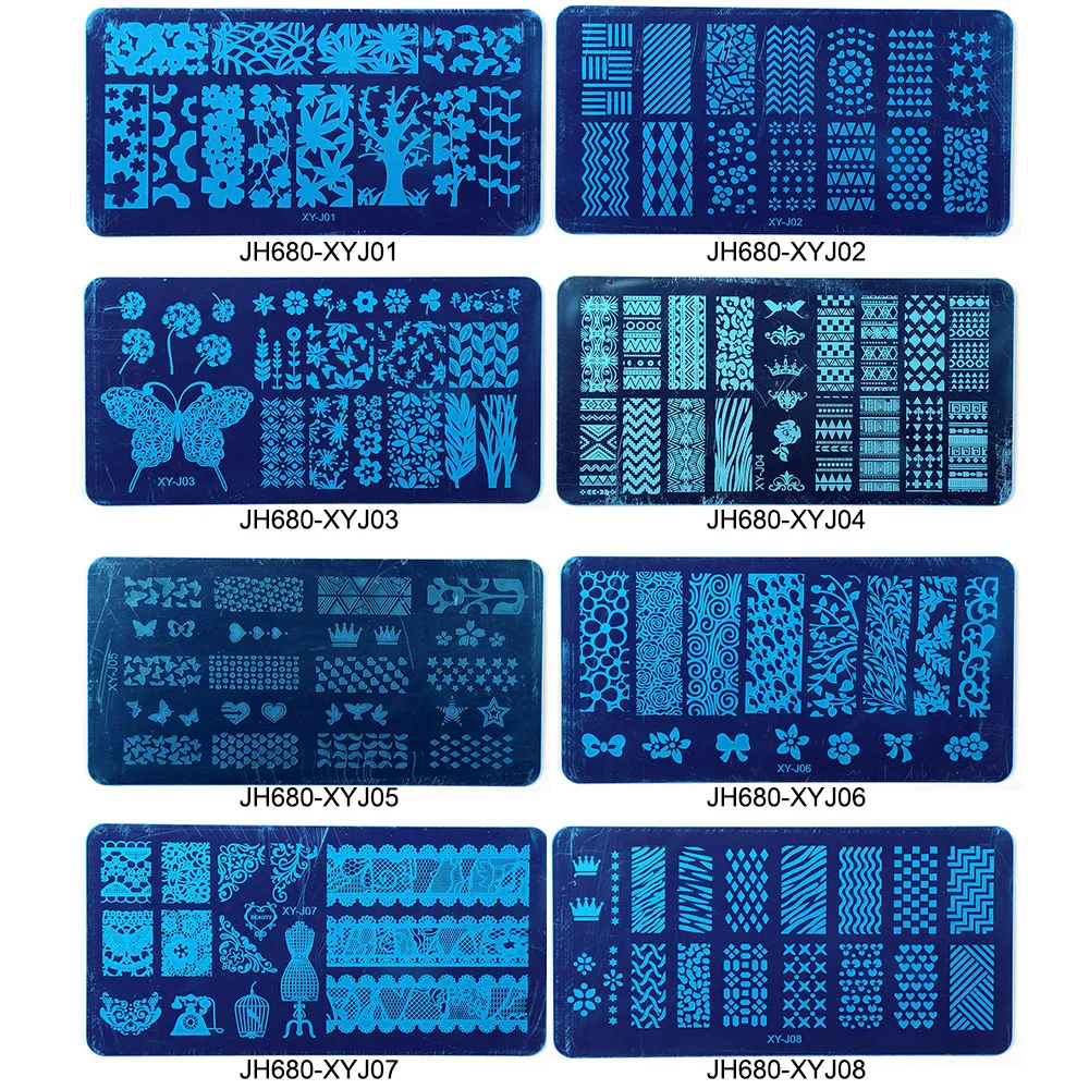 Blueness штампованные пластины для ногтей 32 дизайна шаблоны 12*6 см трафареты