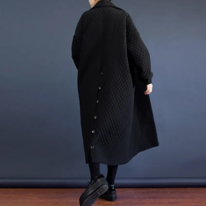 2020 Quality Autumn Winter Trench Coat For Women Plus Size Loose Black Windbreakers Long Cotton Padded Overcoat Cloak Okd518 | Женская