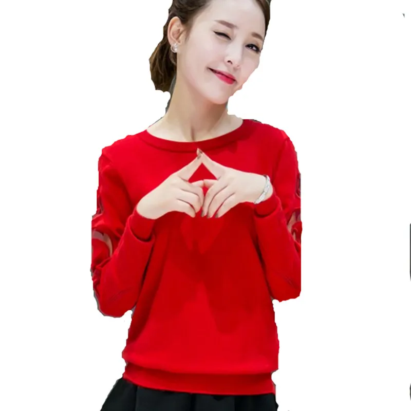 Autumn and winter new Korean Slim short paragraph sweater jacket lace stitching knit shirt Ms. low round neck bottomi | Женская одежда