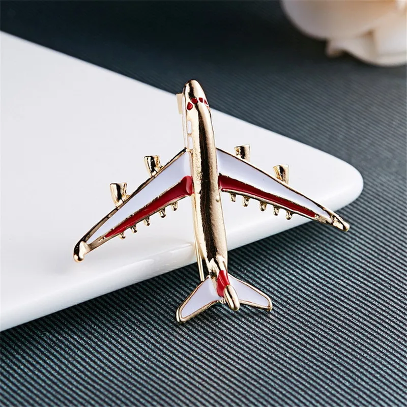 2019 модная брошь из сплава в виде самолета эмалированная красная искусственная