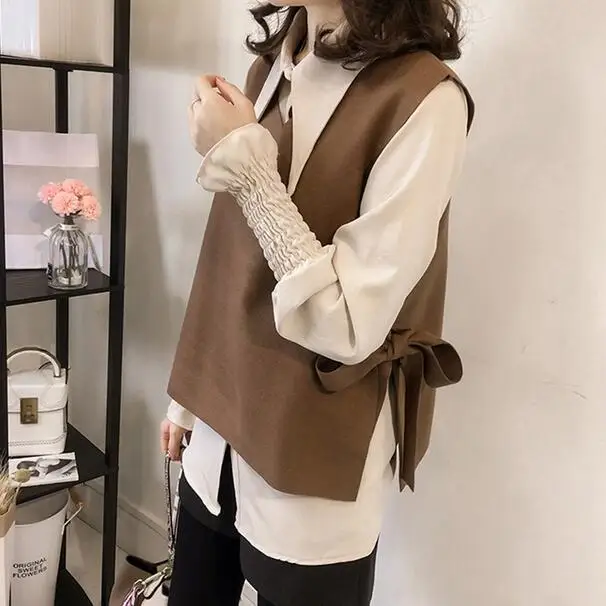 M 4xl Blusas Mujer Осеннее кимоно женская шифоновая блузка с бантом жилет топы блузки