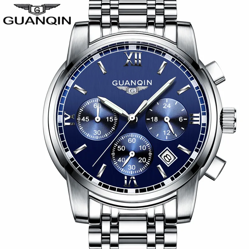 

NEW GUANQIN Watch Men Quartz Watch Relogio Masculino Business Top Brand Chronograph Luminous Date Clock Men's Casual Wristwatch