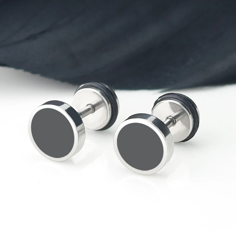 Innopes Корейские панк круглые серьги с тортом kpop серьги-гвоздики для женщин и мужчин черные титановые серьги