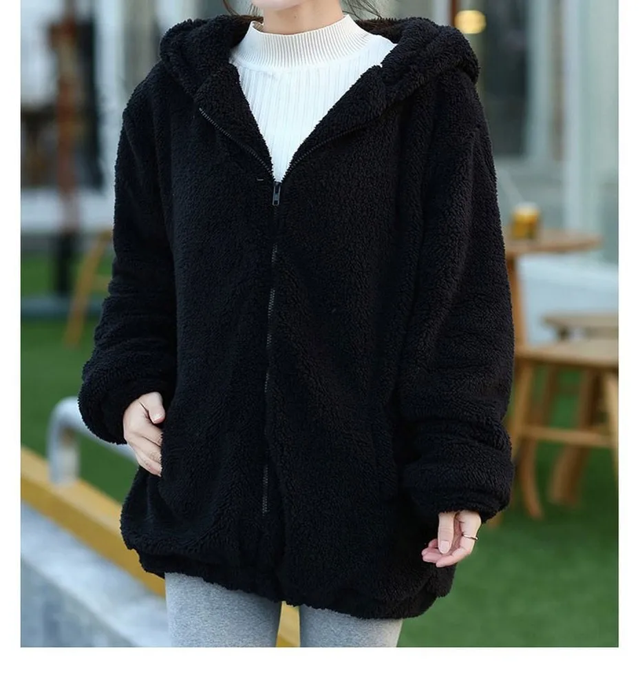 ZOGAA 2019 New Fashion Winter Korean Version Bear Bunny Ears Tail Cartoon Plush Jacket Hooded Women Cute Hoodies Hot Sale | Женская
