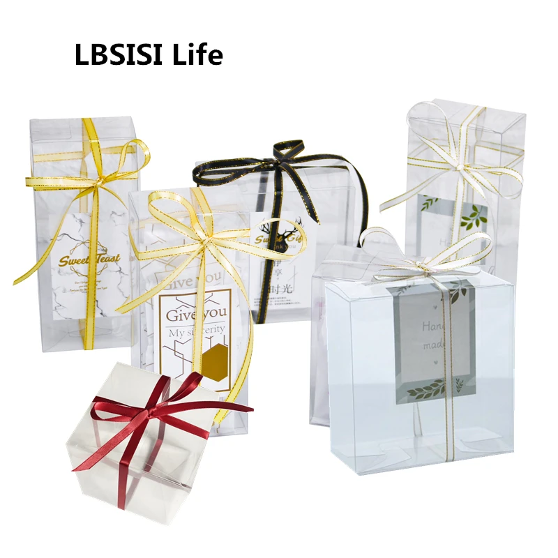 Lbsisi жизни 10/50 шт в наборе, прозрачная коробка для конфет Подарочная коробка прозрачные Пластик печенье ПЭТ Коробки Свадебная бонбоньерка для художественного оформления ногтей, ручная работа коробка