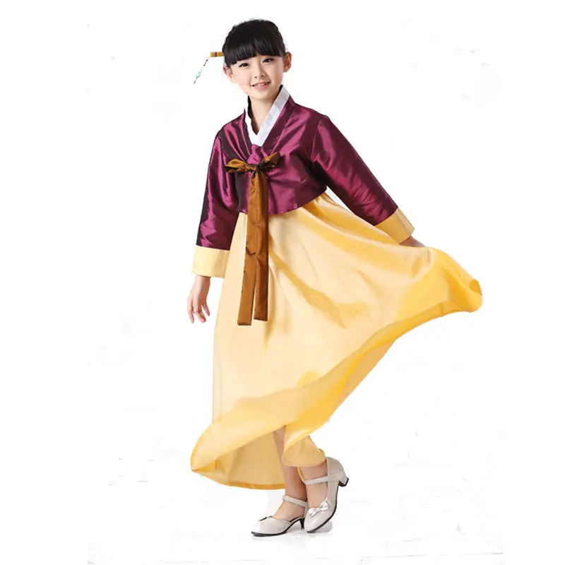 Новинка 120 150 см детская блузка Hanbok + юбка для девочки костюм сценических танцев