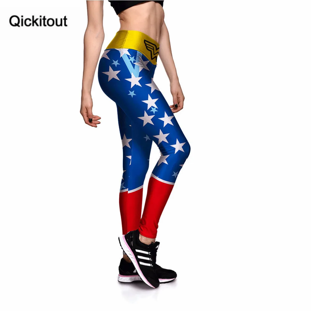 Женские леггинсы Qickitout красные желтые синие Леггинсы с высокой талией и цифровой