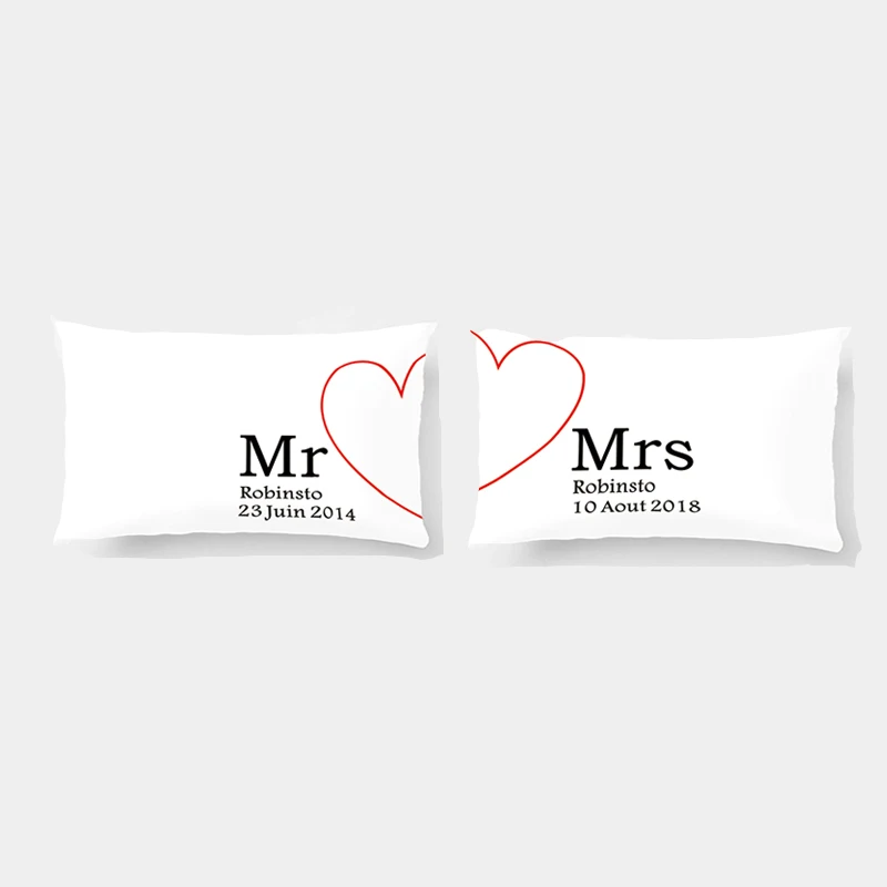 Наволочка Mr and Mrs на заказ наволочки с надписью Date Love персонализированные Чехлы