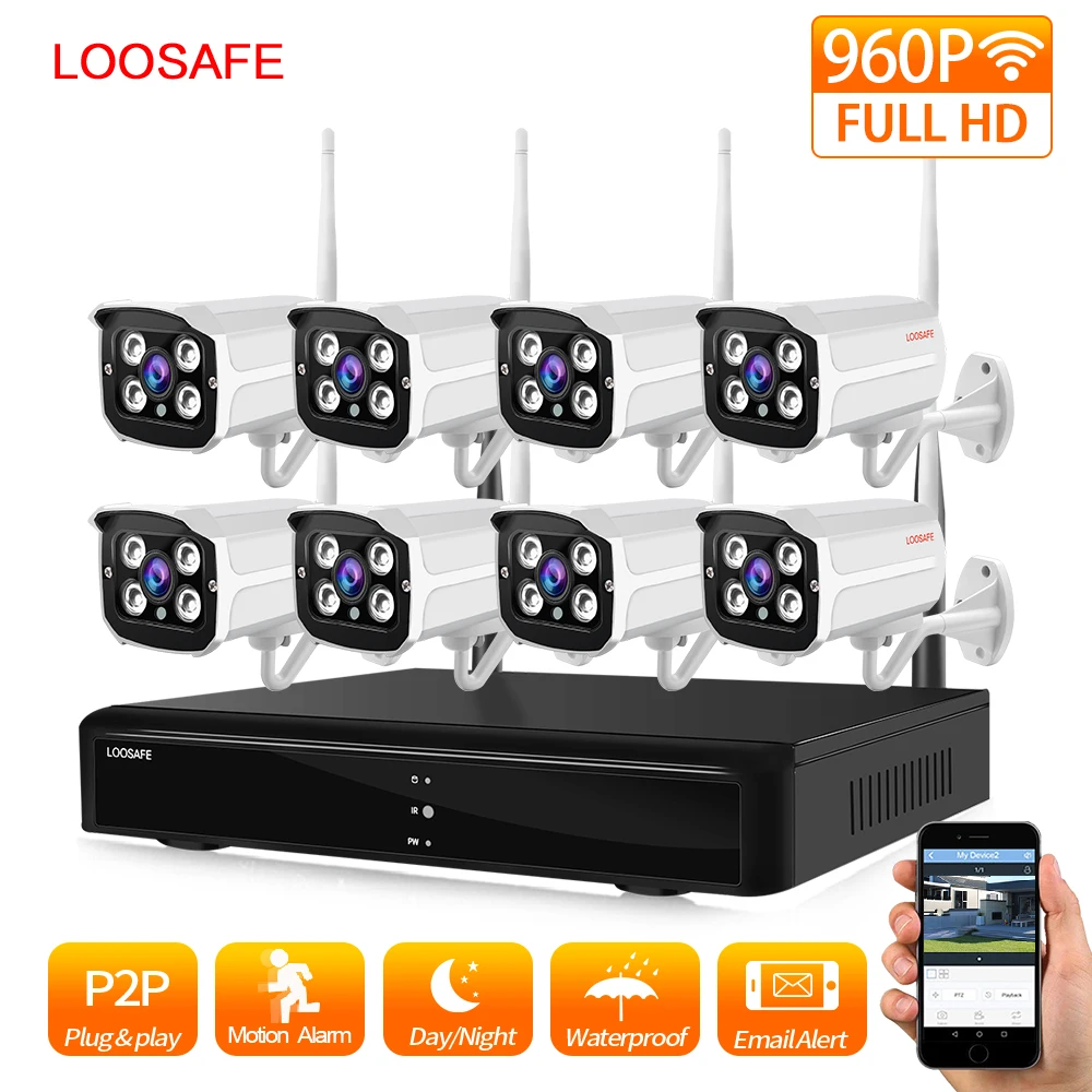 Внешняя система видеонаблюдения LOOSAFE HD 960P 8 канальный комплект сетевого