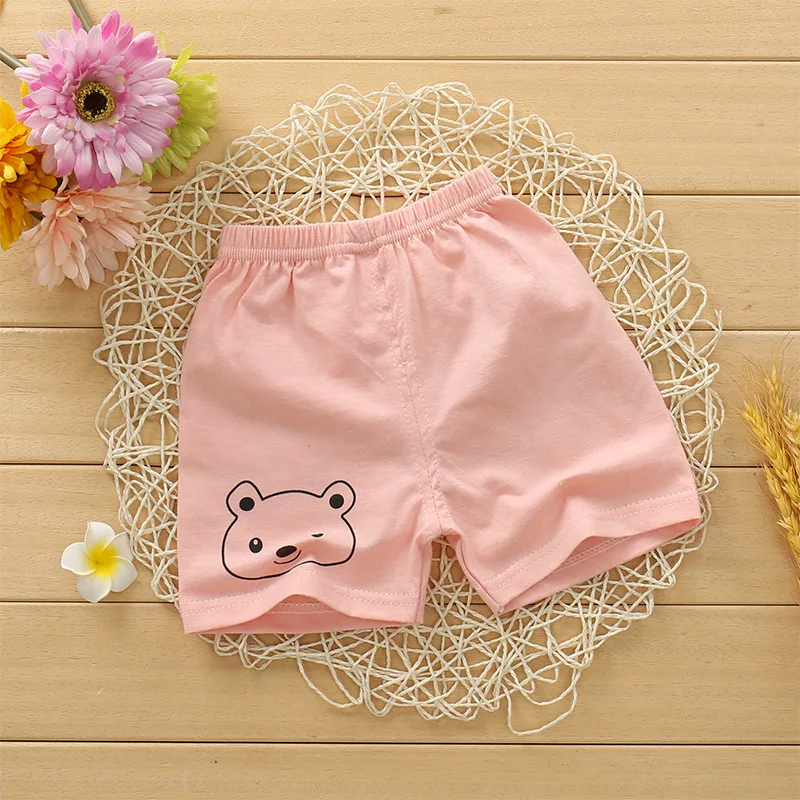 Pink bear Летние полосатые шорты для маленьких мальчиков и девочек; хлопковые детские шорты для мальчиков и девочек; детские короткие штаны с героями мультфильмов; одежда для детей; От 1 до 5 лет - Цвет: Pink bear