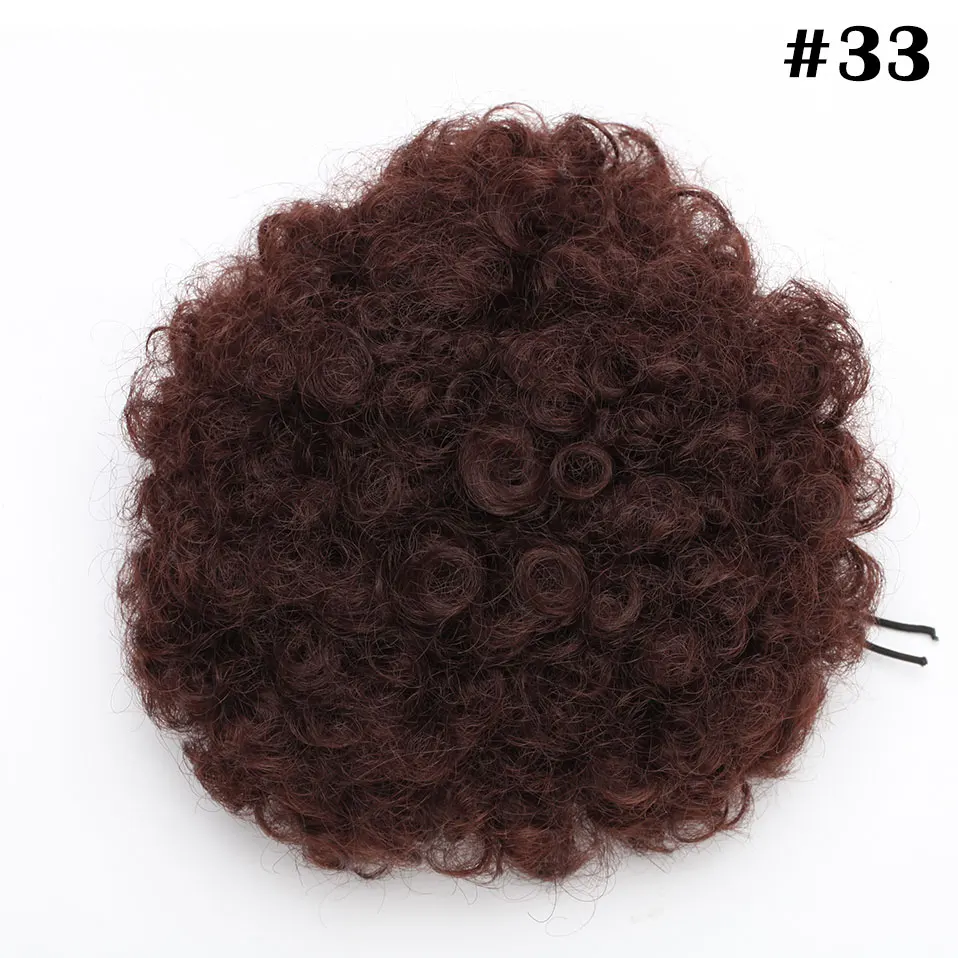 dark auburn-1 S-noilite " 8" синтетический слоеный афро короткий кудрявый шиньон волос булочка шнурок конский хвост обруч шиньон поддельные волосы для наращивания - Цвет: dark auburn-1