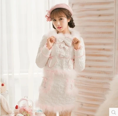 Милая Белая куртка принцессы яркий дождевой бант кружевное украшение с вышивкой