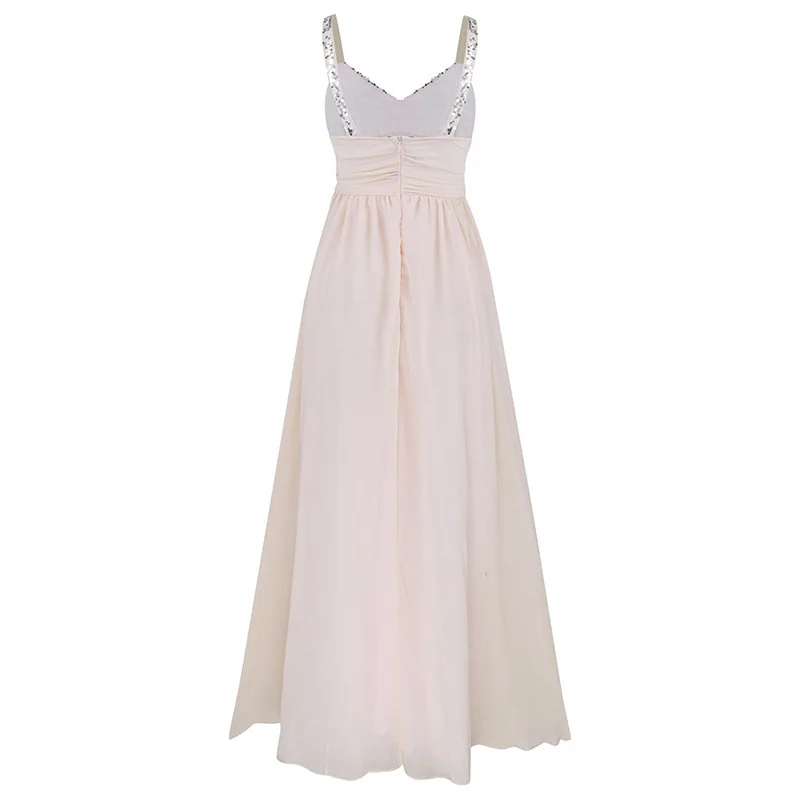 Новый шифон камзол вечерние Макси платье с пайетками Винтаж пикантные Vestidos Mujer