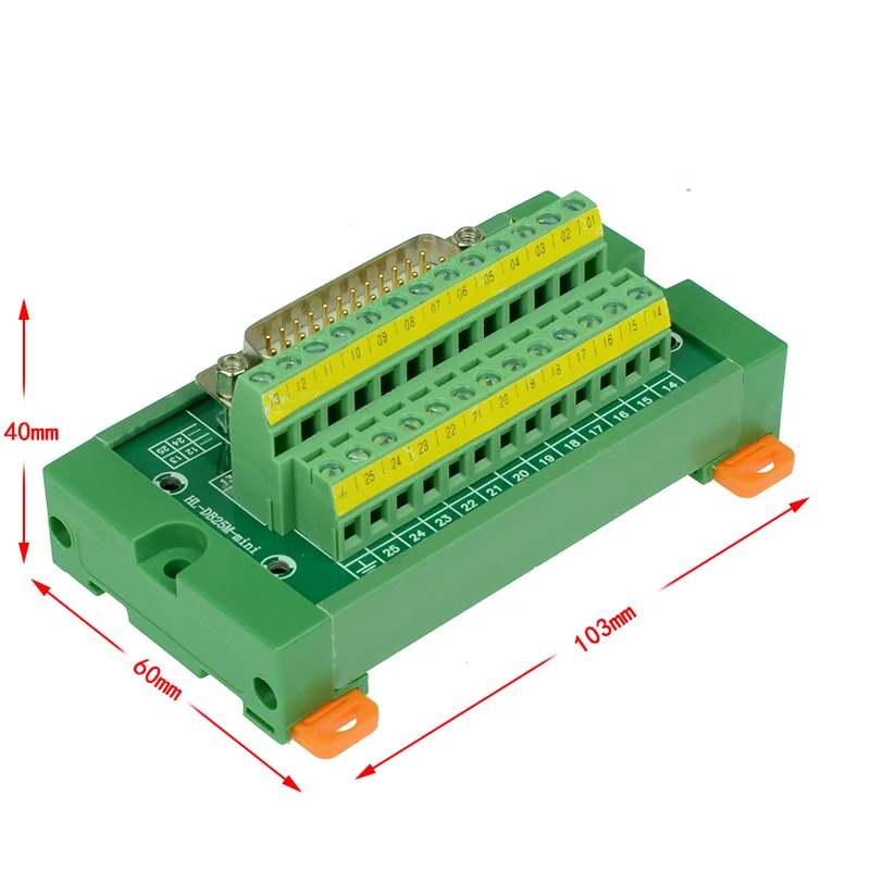 Модуль интерфейса для крепления на DIN рейке DB25 Mini D Sub наружная мини плата