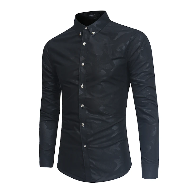 Новый бренд 2018 Для мужчин рубашка 3 цвета платье с длинным рукавом Slim Fit Camisa masculina