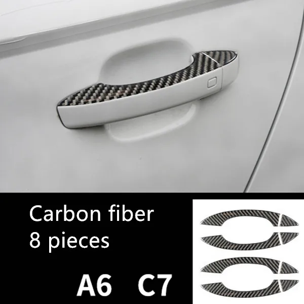 door handle trim Углеродное волокно для укладки волос Рулевое колесо украшения накладка Стикеры для Audi A6 C7 2012- дверные ручки полосы авто аксессуары - Название цвета: door handle trim