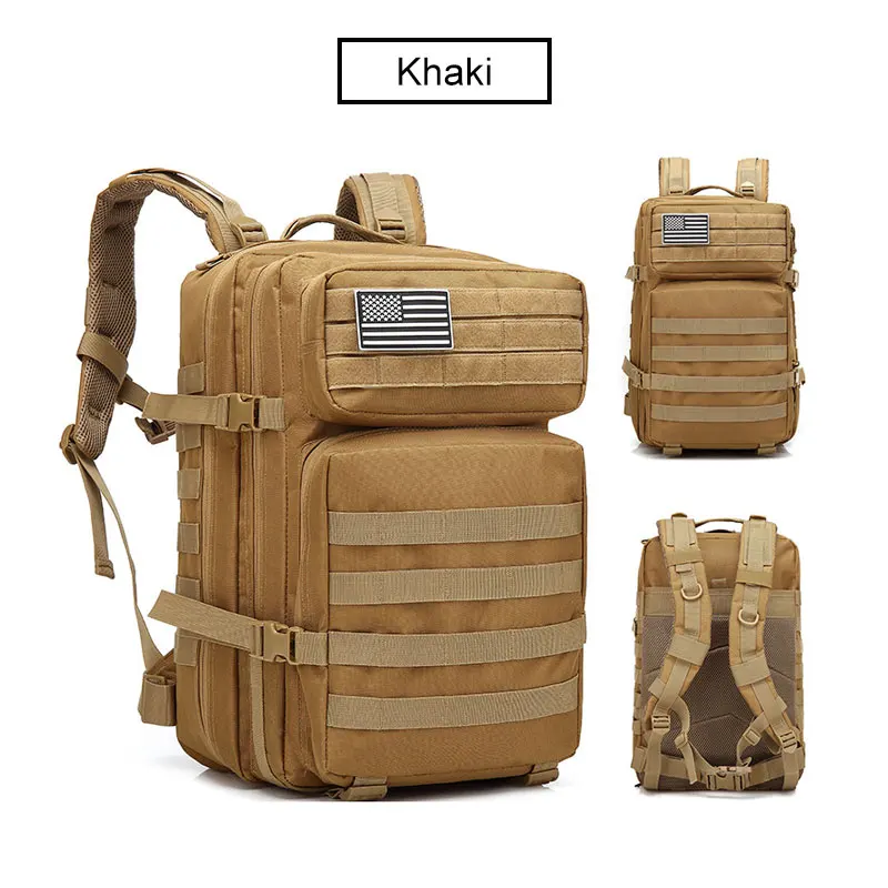 50L Capacity Military Tactical Backpack Men Army Large Bag Hiking Camping Rucksack Hunting Outdoor Waterproof Travel Backpack - Цвет: Khaki
