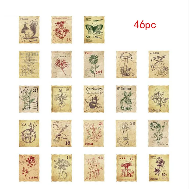 46 шт./кор. небольшой лес почтовое отделение мини декоративные Стикеры DIY Дневник лом штамп Стикеры Kawaii Стикеры запечатывания Стикеры