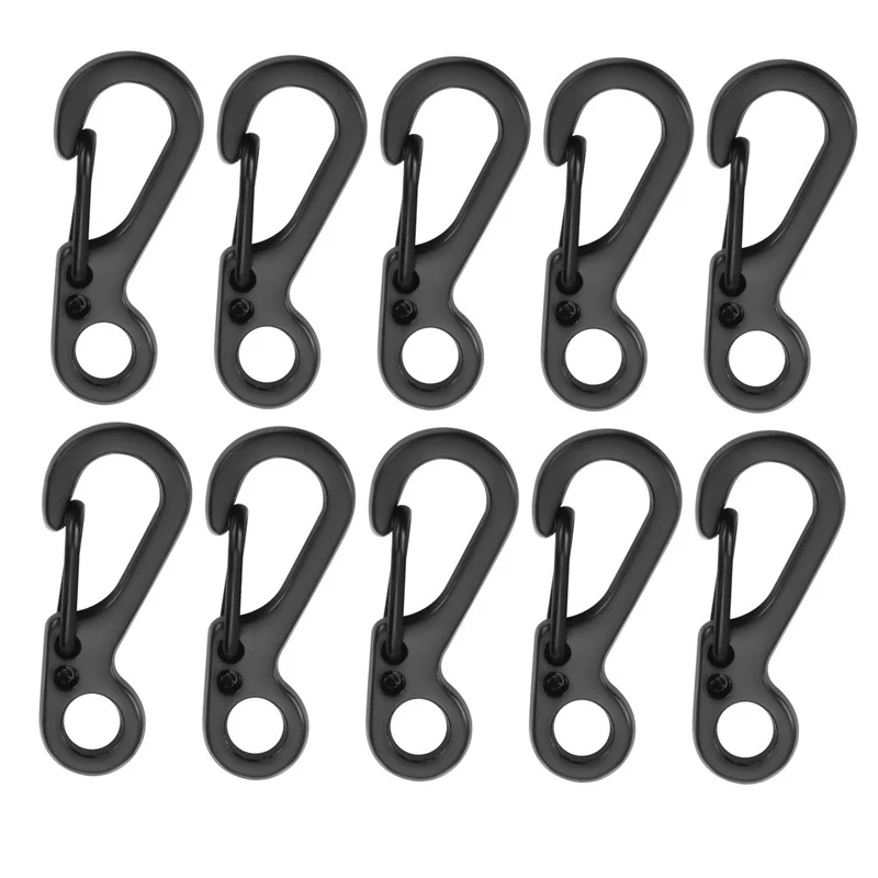 Black 10 шт./лот Мини Карабин Кемпинг EDC для выживания скалолазание SF Весна застежки ранца брелок Paracord Тактический шестерни крючки брелок - Цвет: Black