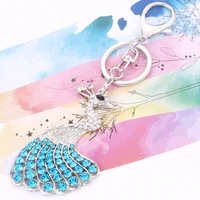 high quality peacock 2 colours zircon crystal vintage keychain for women crystal sliver color keychain fashion jewelry gift