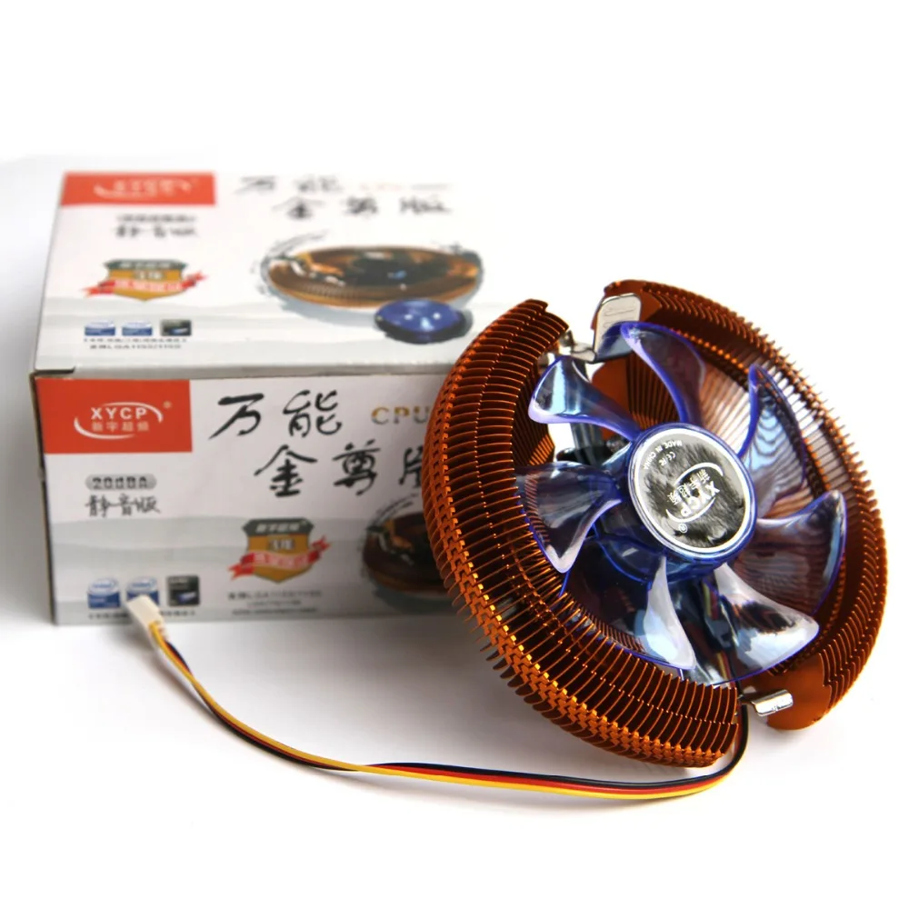 Немой Золотой Процессор теплоотводы PC Вентилятор охлаждения Rediator для intel