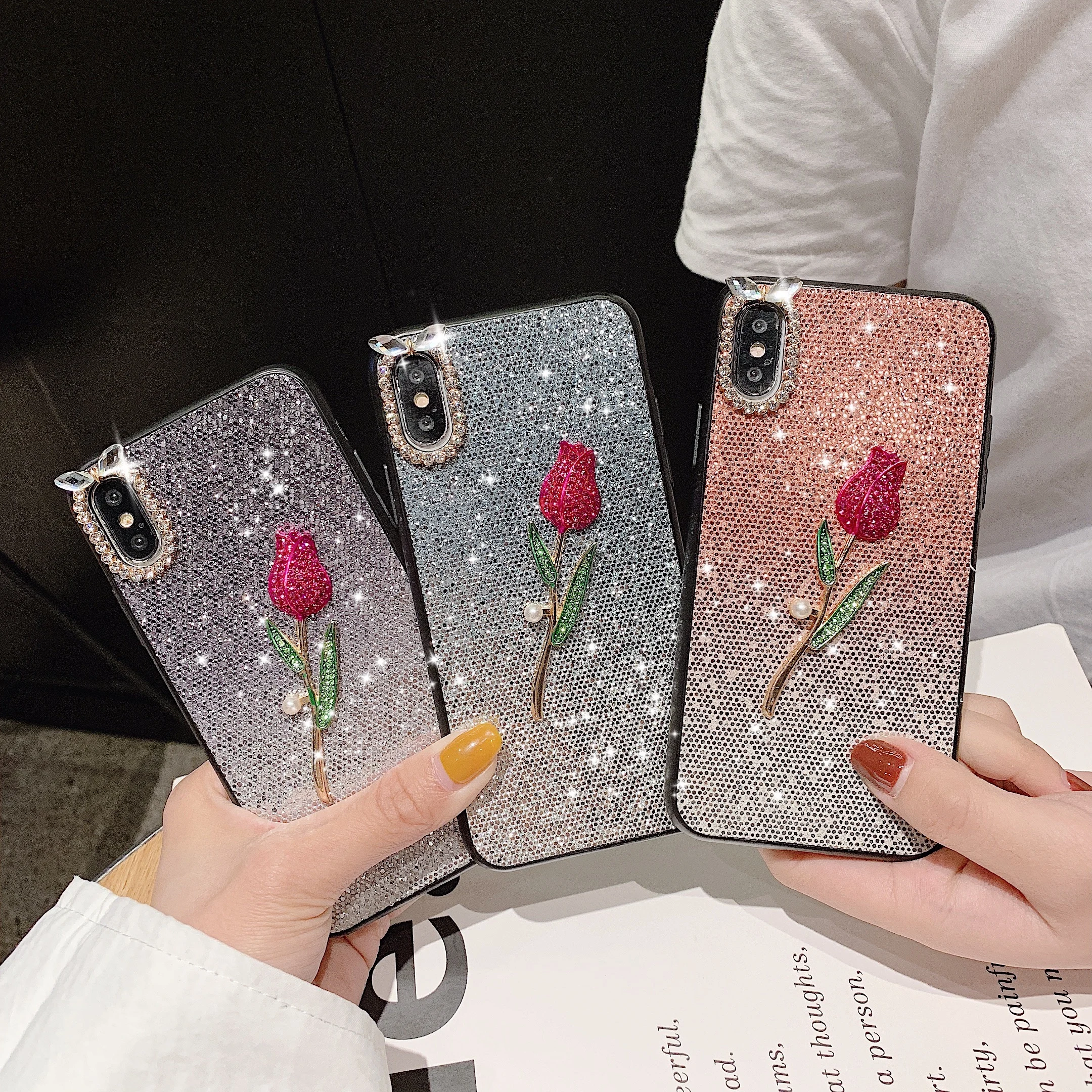 Casyva блестящий чехол для телефона Iphone X XR XS MAX Алмазный Розовый Жесткий Чехол 6 7 8 plus