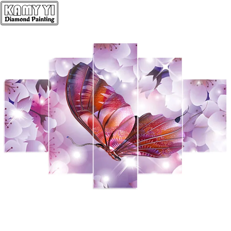 

5d diy diamond embroidery butterfly 5PCS diamond painting Cross Stitch full square Rhinestone Multi-picture decoration