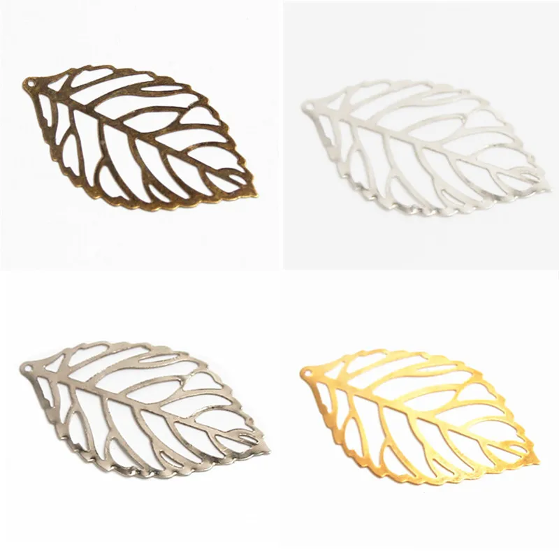 

50Pcs Pick Colour Leaves Filigree Wraps Connectors Metal Crafts Connector For Jewelry Making DIY Accessories Charm Pendant