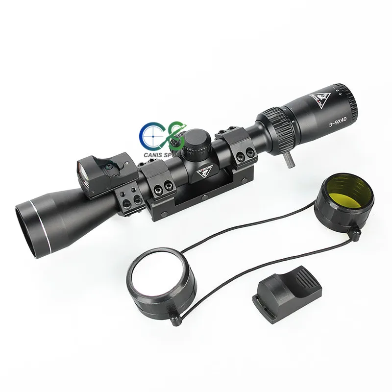 Black Fly Shark прицел тактический 3x-9x40 прицел 1 дюймов трубка черный с красной точкой прицел голографический для наружного охоты gs1-0402 - Цвет: Black