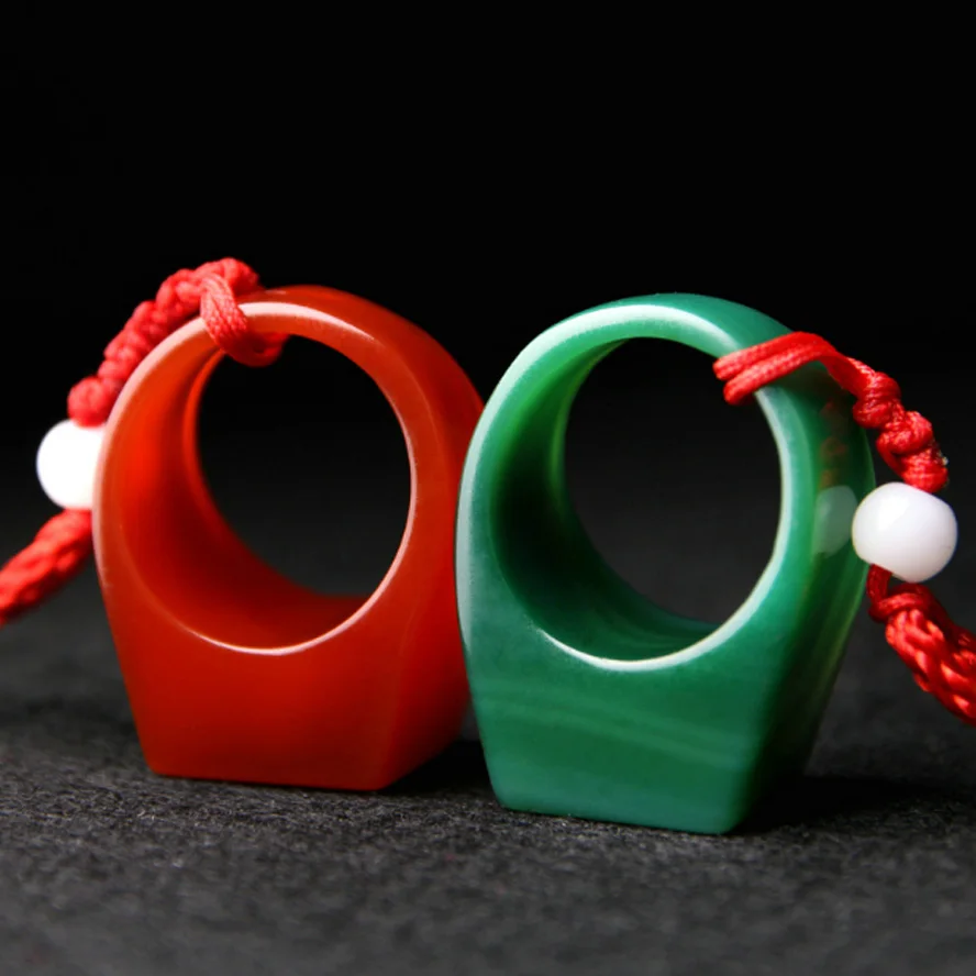 2pcs/set Red green Chinese finger ring Stamp Name Seal Stamper for lovers hand carft engraving paintint seal Art craft