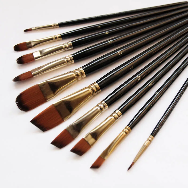 

Artist Paint Brush Set Nylon Hair Eco-friendly Watercolor Acrylic Oil Painting Pen Drawing Art Supplies Wood Handle Portable
