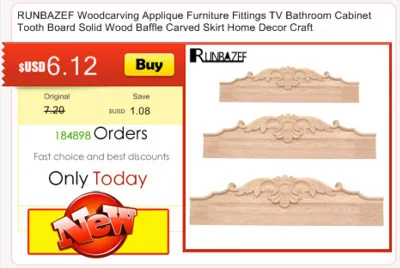 RUNBAZEF Wood Applique Carving European-style Furniture with Decorative Accessories Carved Door Heart Craft Decoration